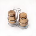 chocolate color glass spice jar custom glass jar for kitchen with plastic jar set